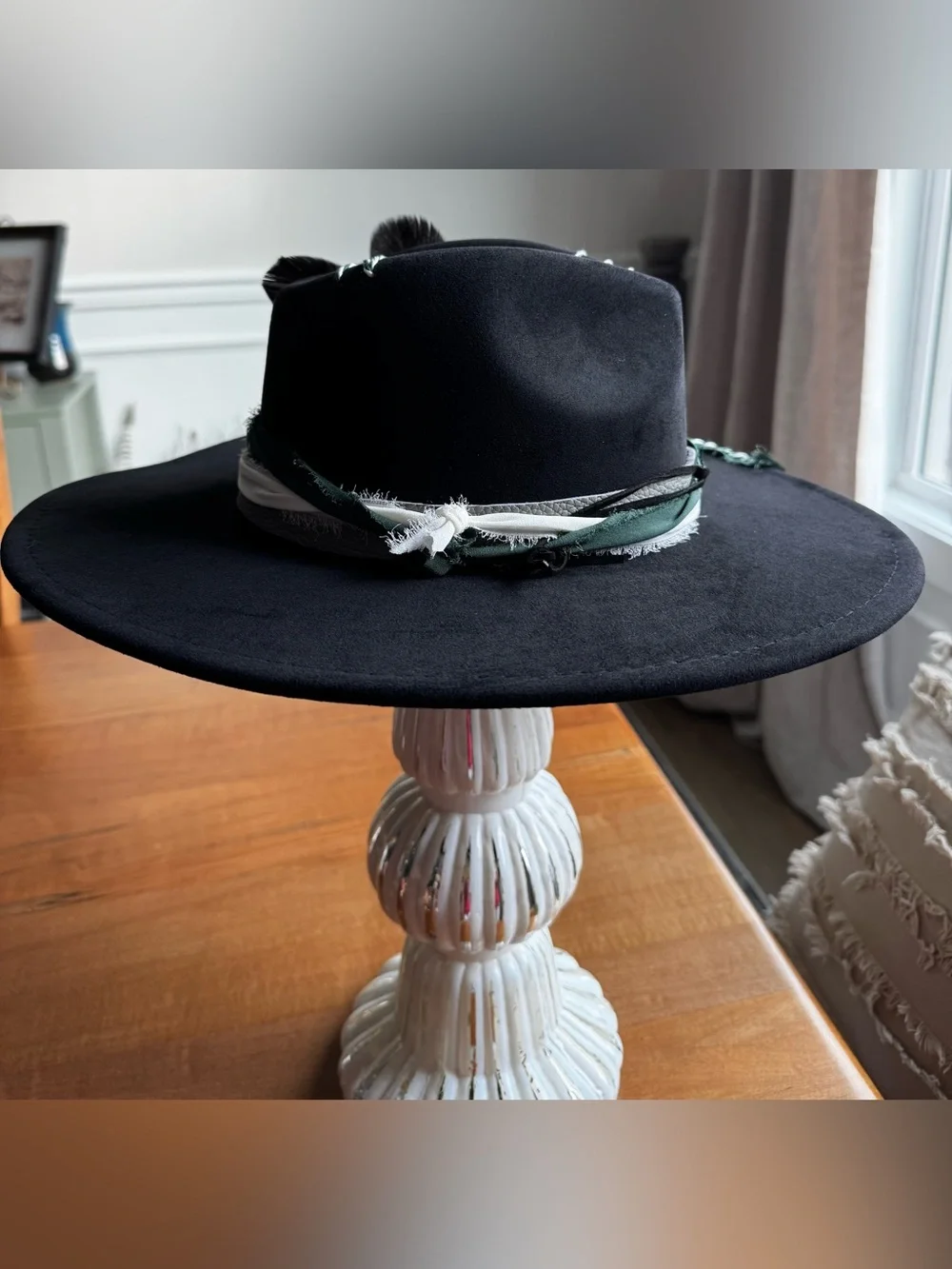 Hand Crafted Philadelphia Eagles Embellished Wide-Brim Vegan Suede Festival Hat